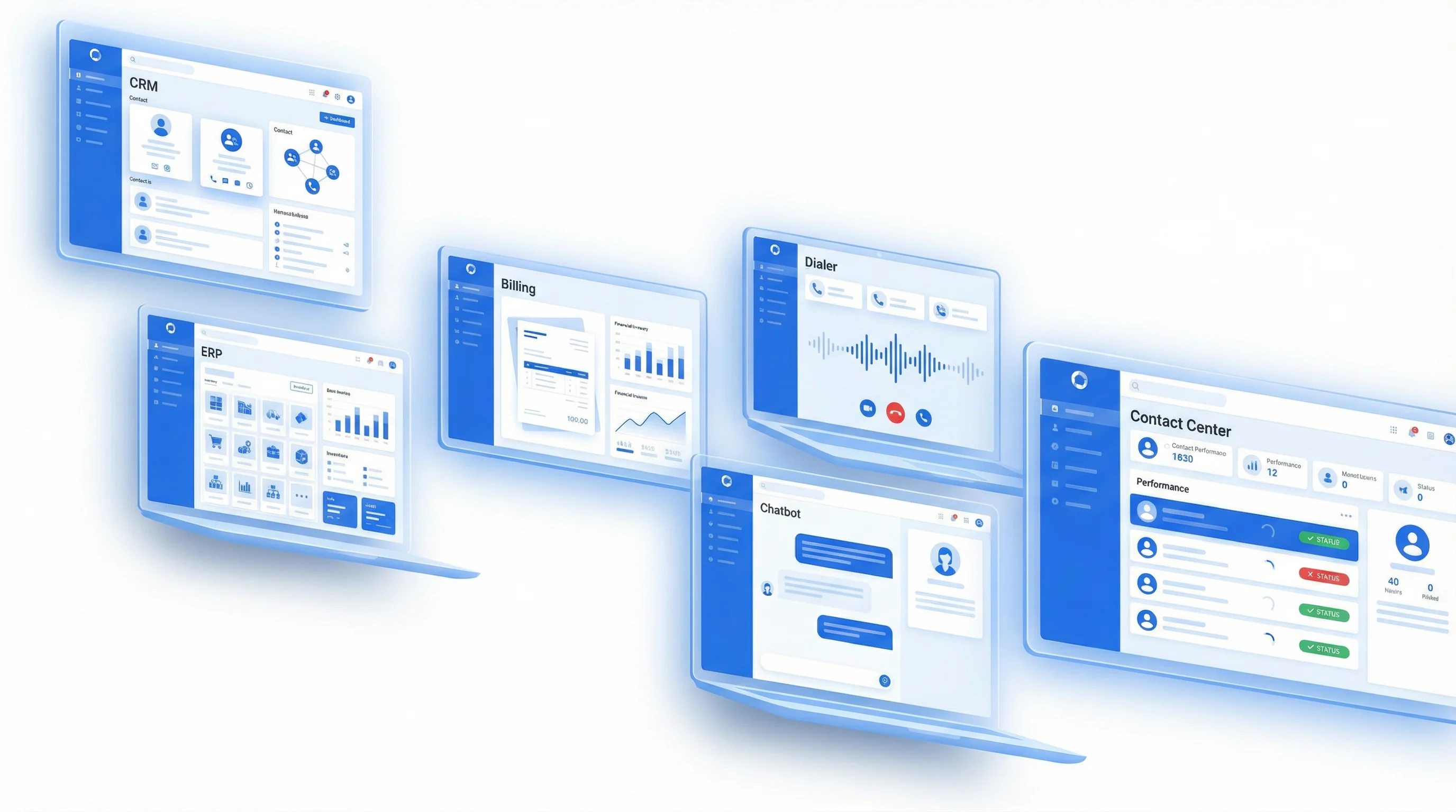 e DotNet Systems software products - CRM, ERP, billing, AI dialer, chatbot and contact center suite